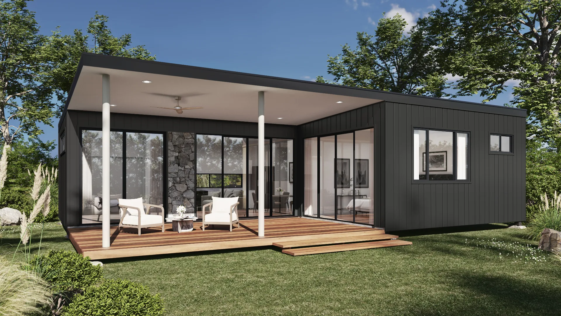 Exterior Visualisation example — contemporary modular residence