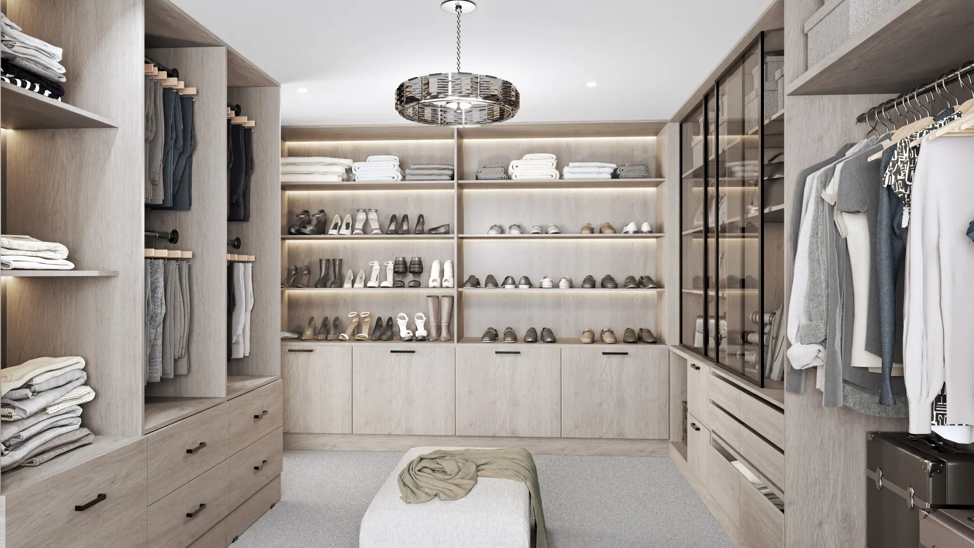 Skyline Apartments — walk in wardrobe joinery